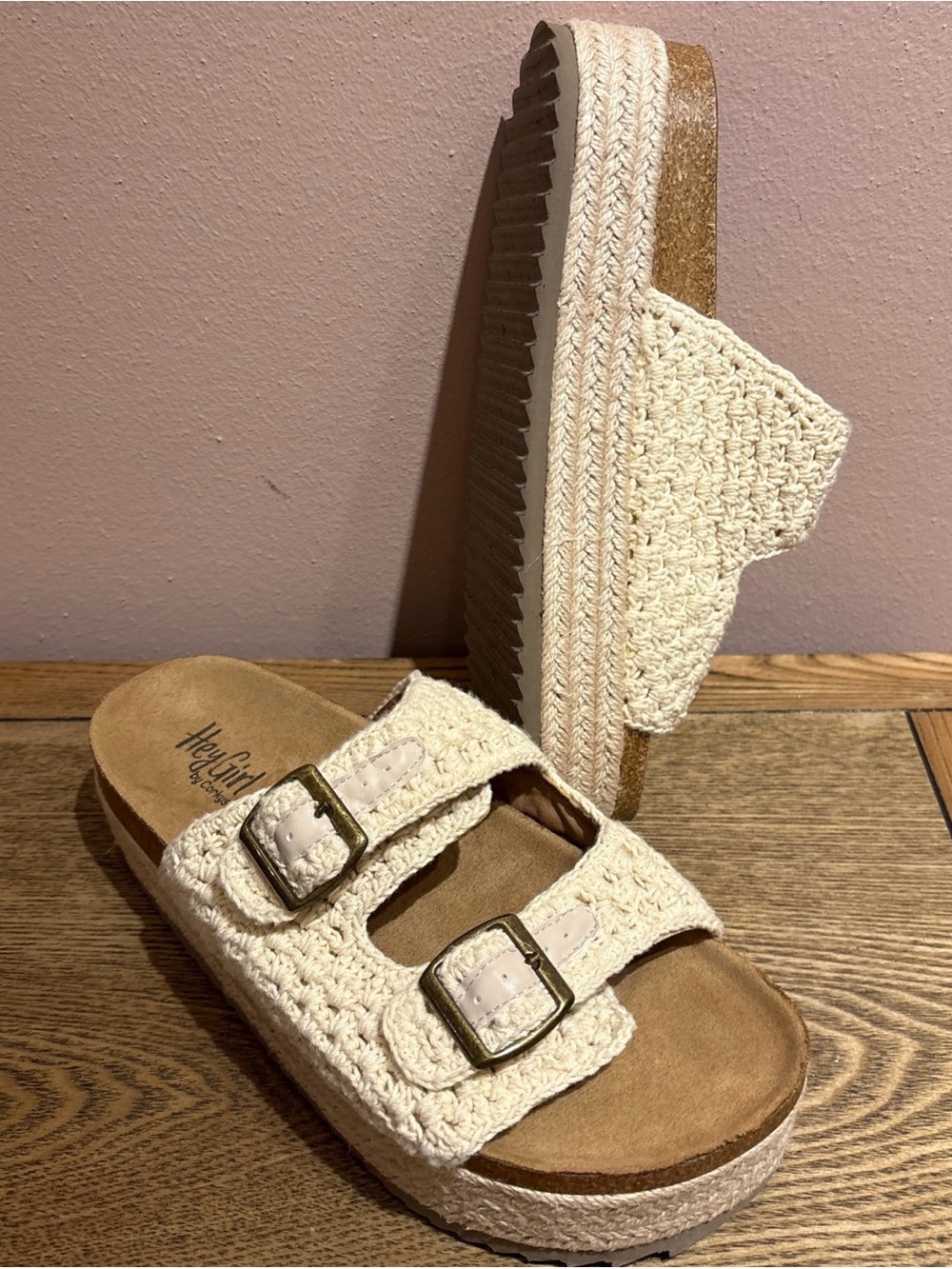 Corkys Hey Girl No Filter Espadrille Platform   Crochet Sandals Women’s Sz 10